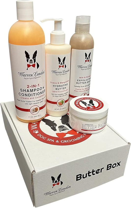 Warren London Dog Products Gift Boxes | Pet Presents Containing Multiple Luxury Spa Products | Birthday Box for Dog for Dog | New Puppy Present Gift Idea | Butter Box