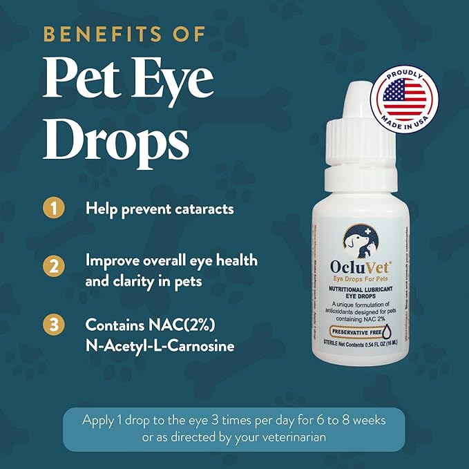 Bundle Eye Supplements for Dogs & Cats | Vision Chews with Omega-3 for All Ages | Includes 30 Chicken Liver Flavored Chews & Pet Eye Drops, 16 mL | Antioxidants & 2% NAC for Cataracts