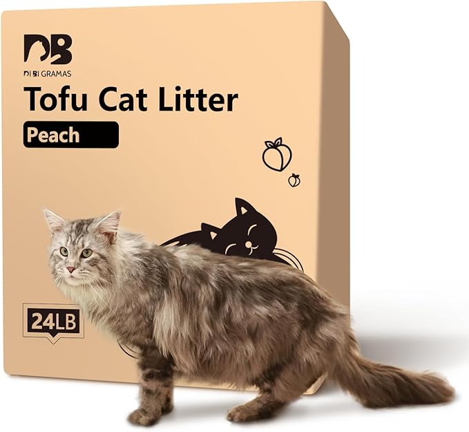 Cat Litter 24LB/4 Packs Dust-Free Clumping Tofu Cat Litter Quickly Absorb Odors Toilet Can Flush Into The Toilet Pure Natural tofu cat Litter (Peach)