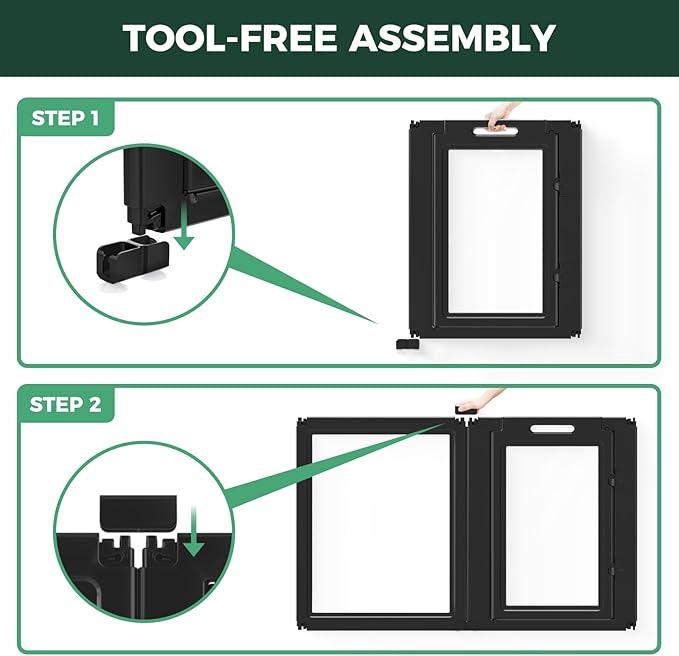 FXW AuraSpace Acrylic Indoor Dog Playpen for Medium Dogs, 35 Inch, 10 Panels, Black