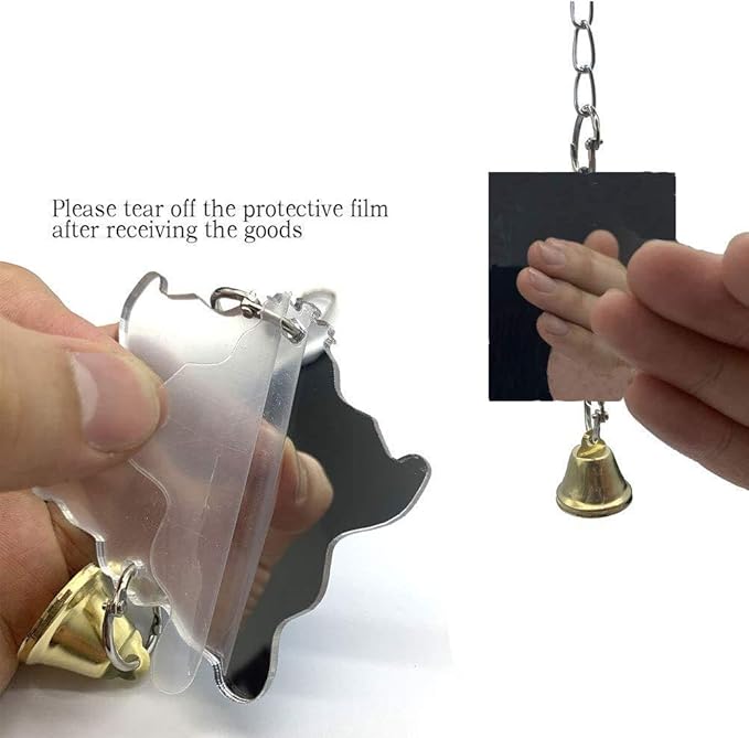 Acrylic Bird Mirror for Small Birds, Parrot Cage Toys 1PC (4.72" x 3.14") – Clear Unbreakable Hanging Mirror Cage Accessory for Parakeet, Cockatiel, Conure, Lovebirds, Budgies