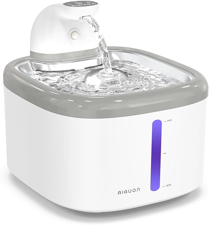 cat Water Fountain Wireless - 118oz/3.5L Cordless Automatic Water Dispenser for Cats, Stainless Steel Water Bowl for Pets no Spilling, Cat Feeding & Watering Supplies with 5 Filters