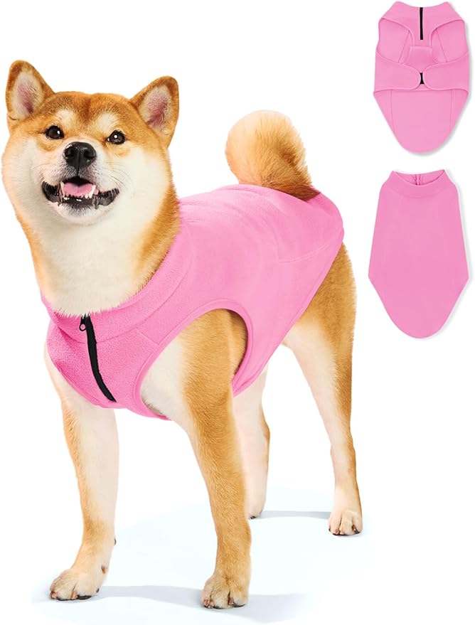 Haloumoning Dogs Fleece Coats Pet Jackets for Small and Medium Dogs Puppy Mock Neck Zipper Fall Winter Jacket