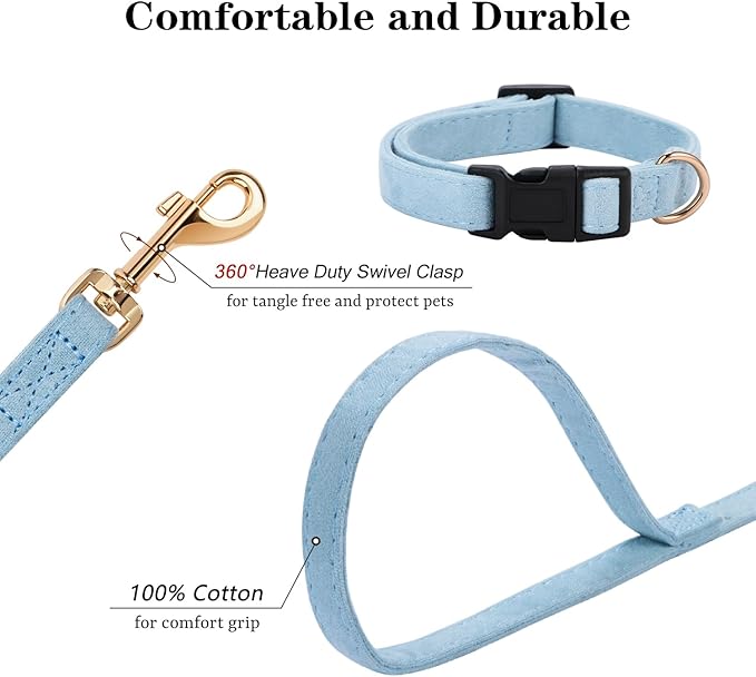 No Pull Dog Harness- Lightweight, Soft, Adjustable Small Harness Collar and Leash Set, Suitable for Cats Puppy Small and Medium-Sized Dog Outdoor Training and Running (Blue, XXS)
