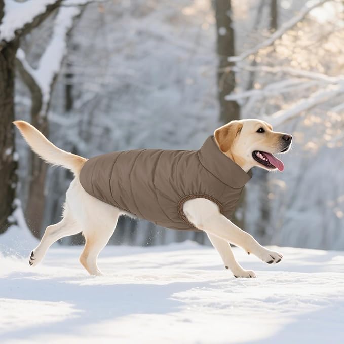 ASENKU Dog Winter Coat - Waterproof Windproof Dog Jacket, Warm Snowproof Doggie Puffer Vest for Cold Weather, Lightweight Snow Coats for Small Medium Large Dogs (XS, Coffee)
