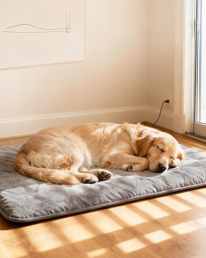 Mora Pets Pet Heating Pad Heated Dog Bed 9 Adjustable Temperature Cat Warming Mat with Timer Auto Power Off Heated Pet Bed 22 Inch for Indoor Cats and Puppies