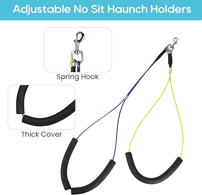 Dog Grooming Arm, Adjustable Pet Grooming Arm with Clamp for Small and Medium Dogs,Grooming Loop and No Sit Haunch Holder (Black, 35" H Arm + Heavy Duty Double Clamp + Hammock)