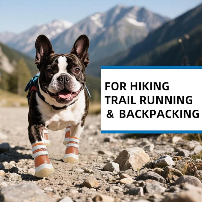 Dog Shoes for Small Dogs, Breathable Dog Boots Paw Protector for Hot Pavement Winter Snow, Dog Booties with Rugged Anti-Slip Sole for Hardwood Floors Outdoor Walking Brown - White Size 3