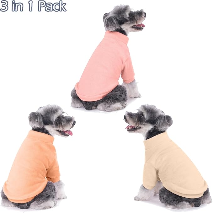 Dog Sweater, 3 Pack Dog Sweaters for Small Dogs Girl Boy, Ultra Soft Warm Puppy Clothes Dog Coat for Winter (Peach+Lt Camel+Pink, Medium)