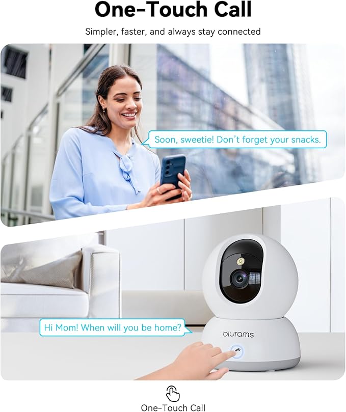 blurams 4K Ultra HD Indoor Cameras for Home Security, Home Camera with One-Touch Call, Color Night Vision, Motion Tracking, 5GHz/2.4GHz Wi-Fi, Cloud & SD Card Storage, Wi-Fi 6