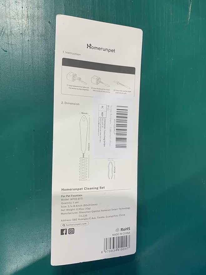 Homerunpet Pet Water Fountain Cleaning Kit, Brush and Tweezers, Fit Most Pet Water Fountains