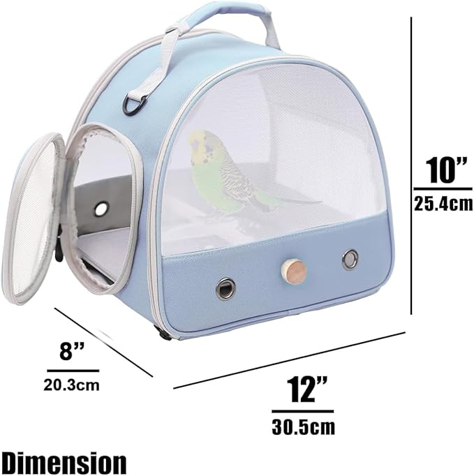 Bird Carrier, Portable Small Bird Parrot Parakeet Carrier with Standing Perch and Soft Mat, Side Access Window Collapsible