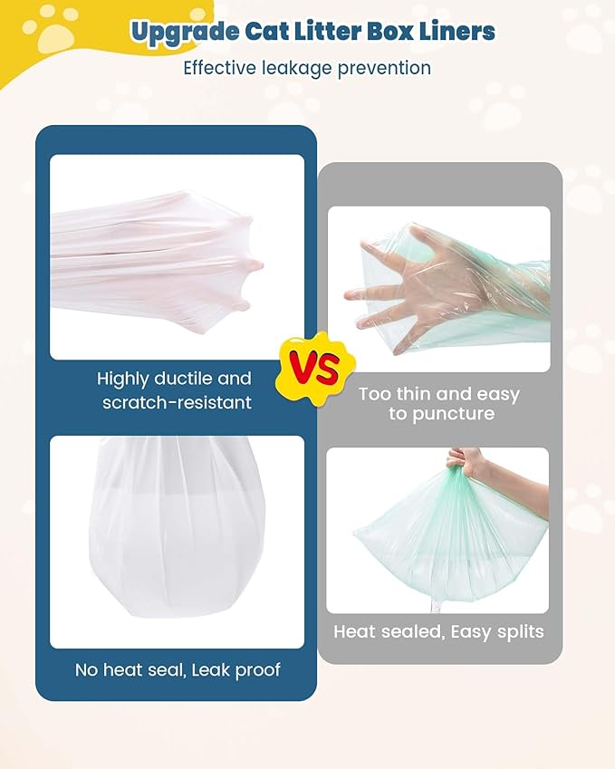 KONE 105 Count Cat Litter Bag Liners fits Robot 3 4 and most Self Cleaning Litter Drawer Waste Bin, 2 mil Thickened Drawstring Kitty Poop Bags, Automatic Pet Disposable Replacement Trash Bag, 26 x 16