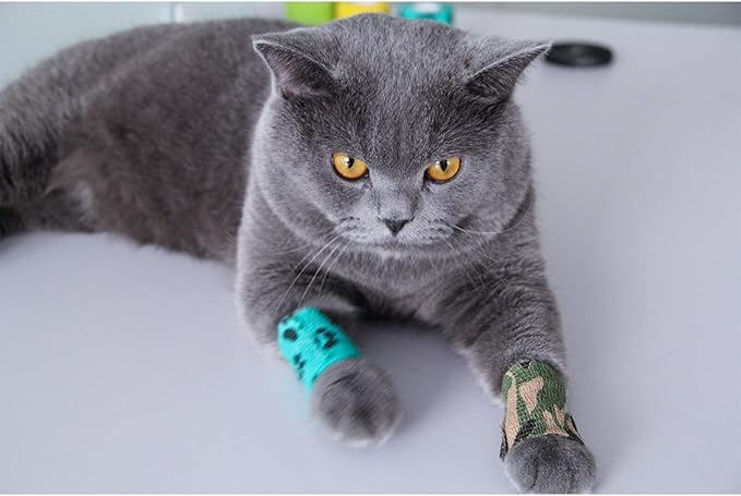 AUPCON Vet Wrap Cohesive Bandages Bulk Self Adhesive Bandage Wrap Self Adherent Wrap Non-Woven for Dogs Pet Animals & Ankle Sprains & Swelling 2 Inch x 5 Yards (2 Inch Mixed Claw)