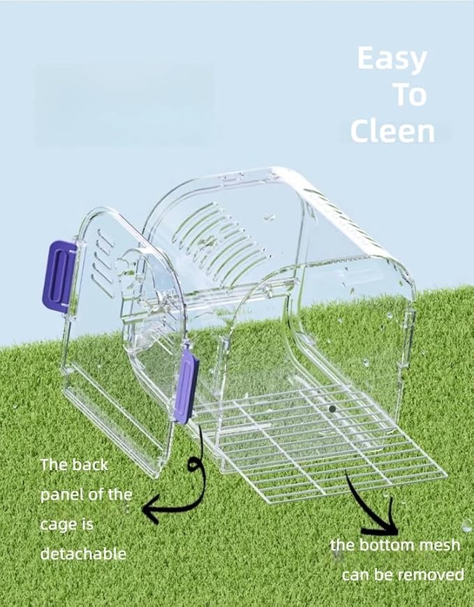 Portable Plastic Bird Cages Lightweight Waterproof Ventilated Travel Bird Cage for Pets Ideal for Outdoor Use Easy to Carry Bird Carrier Perfect for Small Birds and Budgies (Green)