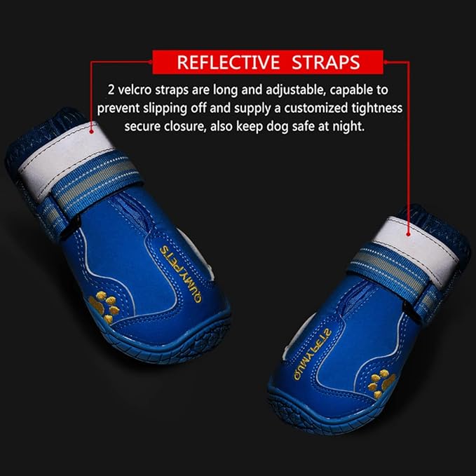 QUMY Dog Shoes for Large Dogs, Medium Dog Boots & Paw Protectors for Winter Snowy Day, Summer Hot Pavement, Water-Resistant in Rainy Weather, Outdoor Walking, Indoor Hardfloors Skid-Resistant Sole
