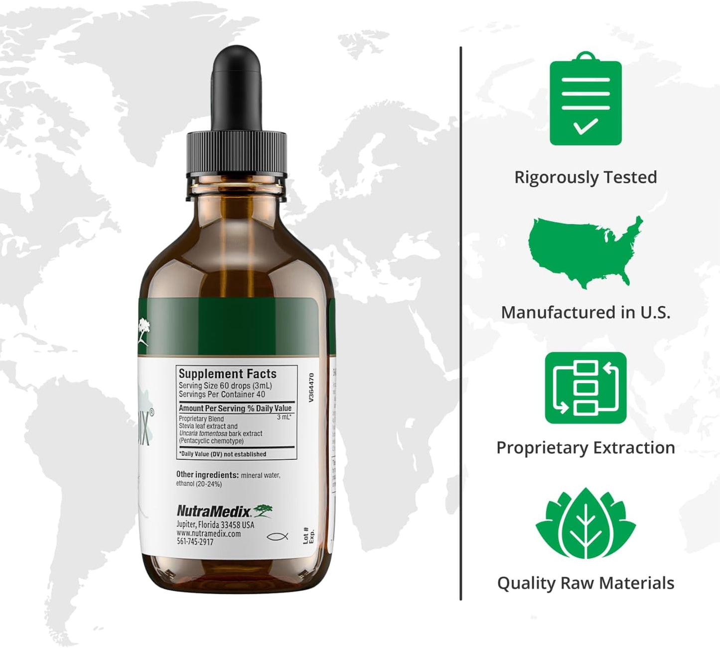 NutraMedix GlucoMedix - Bioavailable Cat's Claw & Stevia Liquid Drops - Metabolic Support to Help Maintain a Healthy Immune System - Daily Immune Support Tincture (4 Fl Oz)