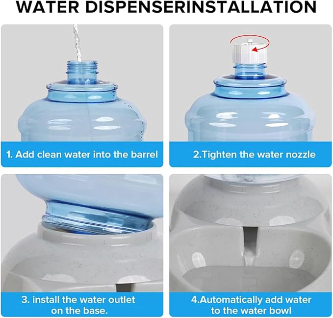 Pet Water Dispenser Large 3 Gallon 11 Liters-Thickened Durable, Dog Cat Water Bowl Dispenser Large,Automatic Pet Waterer Dispenser Station with Bucket Brush