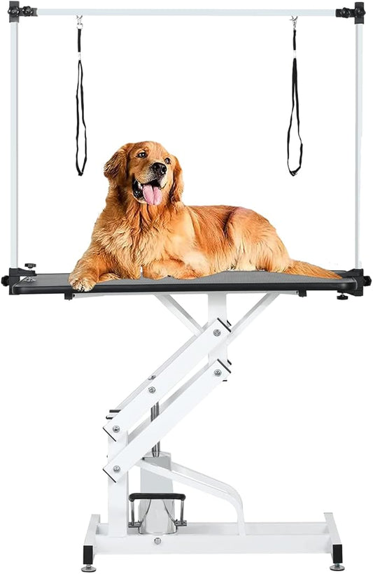 Hydraulic Pet Dog Grooming Table for Dogs & Cats, Heavy Duty Large Groomming Table with Adjustable Arm Noose, Maximum Capacity Up to 300lbs, 42.5inch, Black
