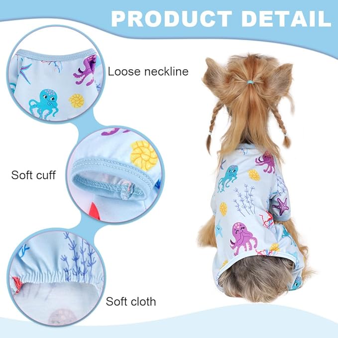 Dog Pajamas for Small Dogs Boy Girl, Dog Clothes Tiny Chihuahua Yorkie Spring Summer Shirt, Cute Puppy Outfit Pjs Jumpsuit Cat Onesie Apparel Pet Clothes