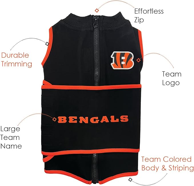 NFL Cincinnati Bengals Dog Anxiety Shirt Calming Soothing Solution Vest, for Dogs/Cats with Anxiety, Fears, Fireworks, Loud Noises, Dark, Lonely Keeps Dogs Calm Feeling Safe, Relaxing Jacket, Medium