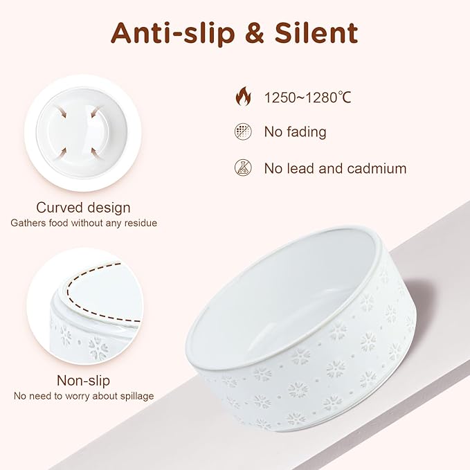 SPUNKYJUNKY Ceramic Dog Bowls with Acacia Wood Stand - Raised Dog Food and Water Bowl Set for Small to Medium Dogs (18.5cm)