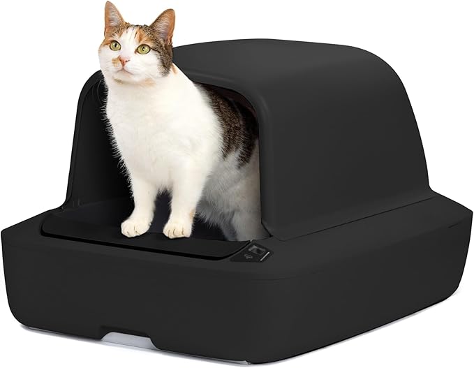 PetSafe ScoopFree Crystal Pro Automatic Self Cleaning Cat Litter Box System–Enclosed Front-Entry – Advanced Odor Control – Includes 1 Disposable Crystal Litter Tray – Black (ZAL00-18159)