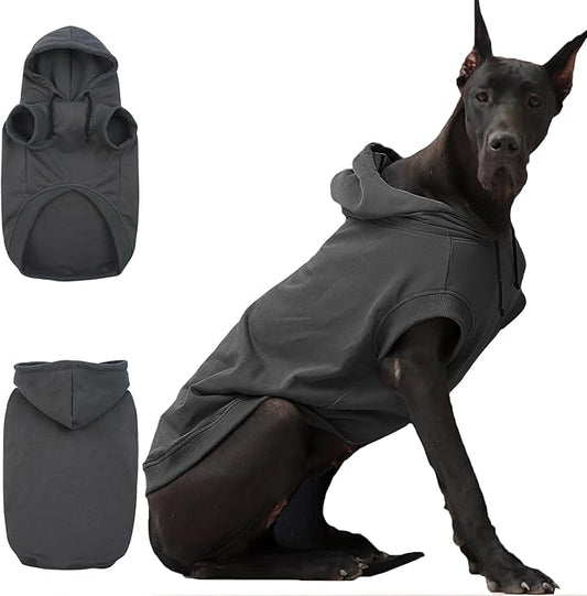 IECOii Dog Hoodie for Large Dogs, Big Dog Clothes with Hood for Extra Large Dogs Fall Sweatershirt Hoodies,Ropa para Perros Grandes Saint Bernard Great Dane Sweater, Grey, 4XL (No Fleece Lined)