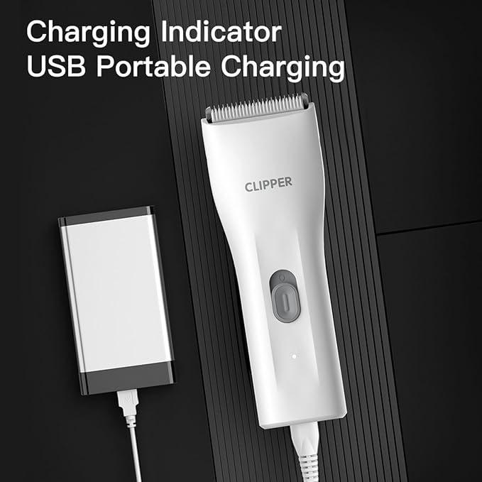 Dog Grooming Cilppers,Handy & Powerful Pet Electric Hair Trimmer Kits Waterproof Cordless Rechargeable Grooming Shavers for Small Dogs and Cats White