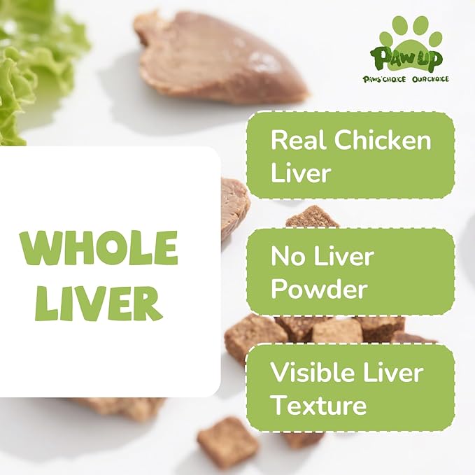 PAWUP Freeze Dried Chicken Liver Pet Treats, High Protein Freeze-Dried Pet Food for Dogs, Cats, Fresh Ingredient Snacks, 2.1 oz, Rawhide Free&Grain Free