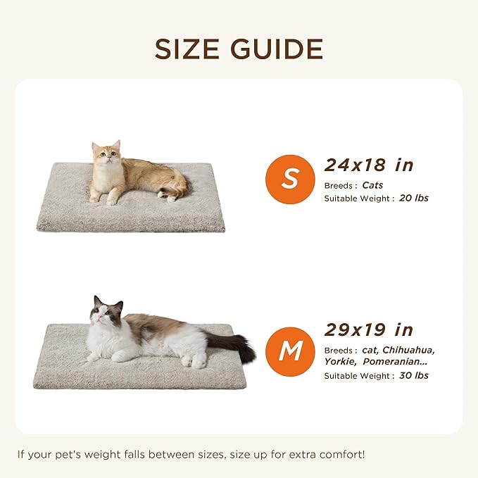 Bedsure Self Warming Cat Bed, Extra Warm Self Heating Pad for Cats & Dogs, Anti-Slip Medium Thermal Pet Mat Indoor with Removable Washable Cover, 29" x 19", Brown
