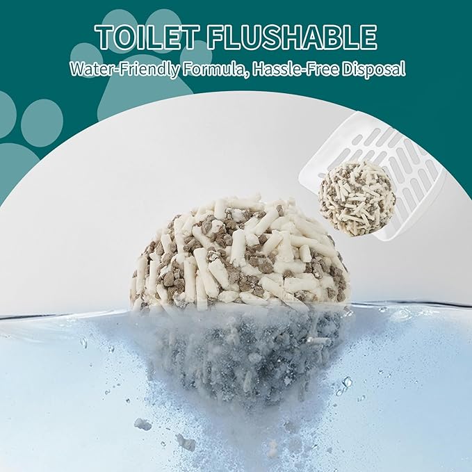 Plant-Based Cat Litter, Odor Control Quick Clumping Tofu Cat Litter, 6 lbs, Low Tracking Dust Control Lightweight Flushable Unscented Natural Kitty Litter