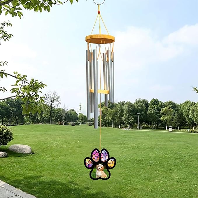 Personalized Hand Dog Wind Chimes Sun Catcher, Dog Memorial Winds Chime, Pet Loss Wind Chimes Sun Catcher, Gifts for Dogs Lovers, Sympathy Pet Winds Chime 2