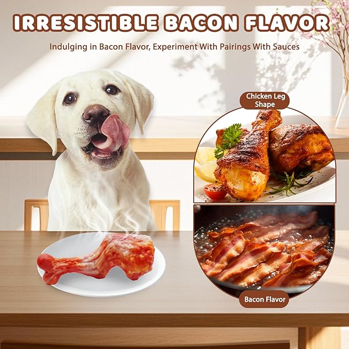 Magicorange Dog Chew Toys for Aggressive Chewers, Nylon Durable Dog Toys, Bacon Flavored Tough Chew Toys (1 Pack)