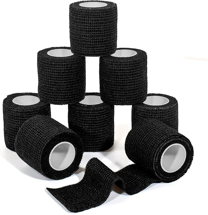 Self Adhesive Bandage Wrap,Bandage Tape,Medical Tape,Vet Tape,Athletic Tape Gauze,for First Aid,Sports, Wrist, Ankle (Black, 2inch*8rolls)