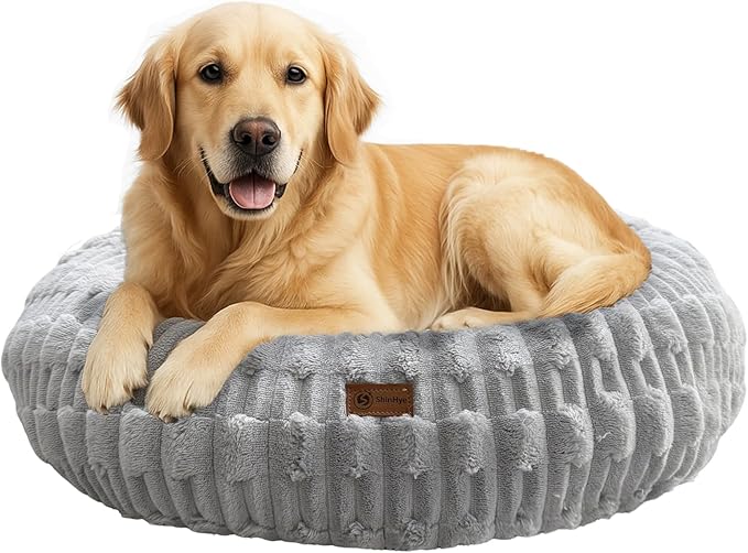 ShinHye Cat Bed - Washable Donut Bed for Cats and Small Dogs, Calming Round Pet Bed with Non-Slip Bottom, Indoor Comfort for Puppy & Kitten(ZJ-Grey-28x28)