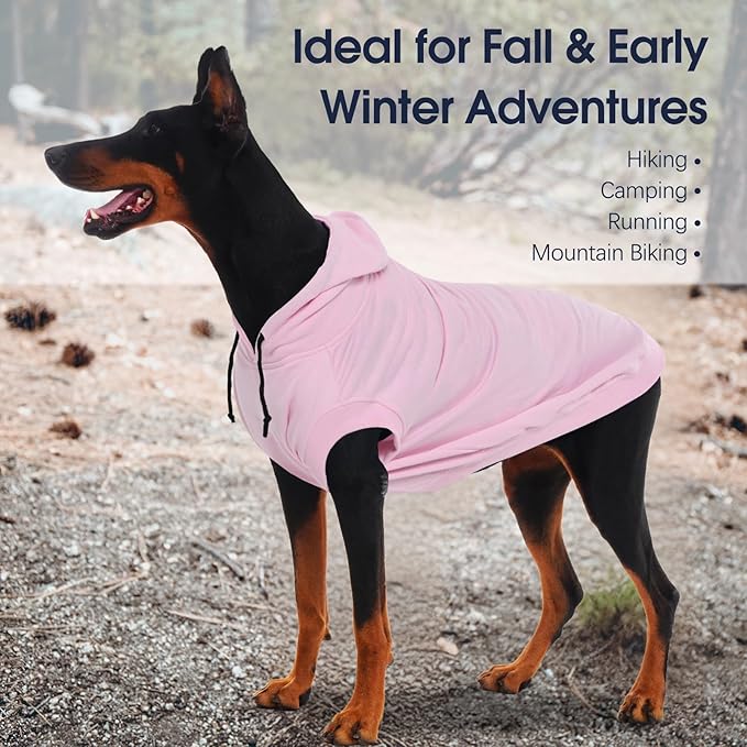 IECOii Dog Hoodie for Large Dogs, Great Dane Sweaters for Giant Breed Dogs, Breathable Lightweight Extra Large Pet Sweathshirt with Hood, XXXL Dog Hoodies for Mastiff, Pink, 3XL,(No Fleece Lined)