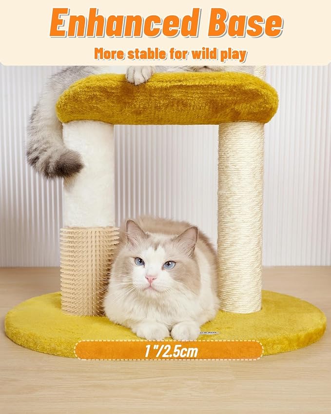 Happi N Pets Cloud Cat Tree, 31.5in Multi-Level Indoor Cat Tower with Scratching Posts, Viewing Perch, Removable & Washable Cushions, Cat Activity Tree with Dangling Toy