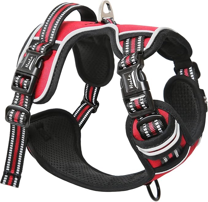 HEELE Dog Harness Harness for Small Dogs No Pull Dog Vest Harness for Small Dog with Soft Handle Reflective for Outdoor Training, Red, S