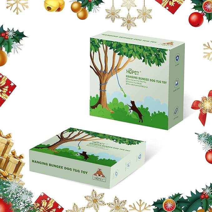 HOPET Dog Outdoor Bungee Solo Hanging Toy, Tether Tug of War Toys for Pitbull Small Large Aggressive Chewers Dogs to Exercise, Durable Interactive Tug Toy, Dog Rope Toys