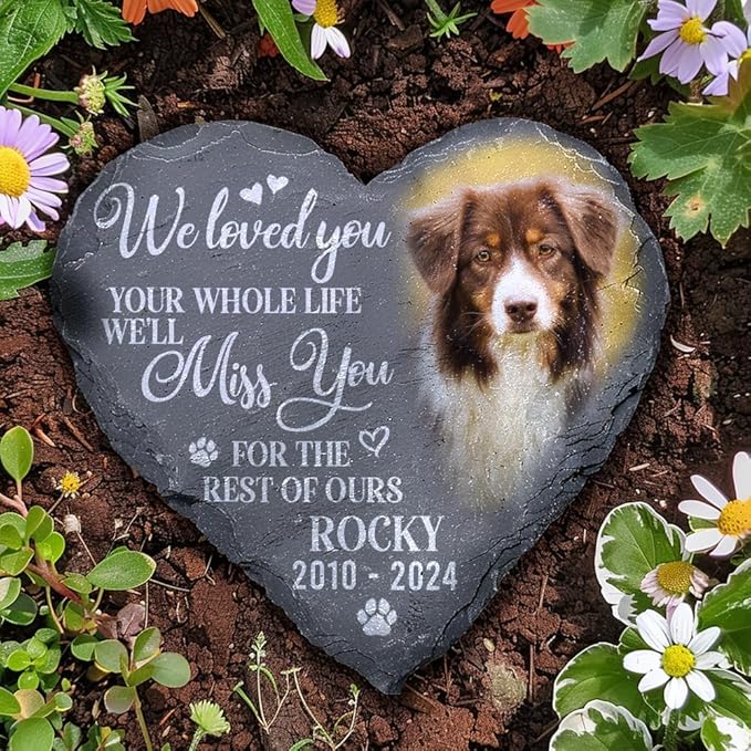 Personalized Dog Memorial Gifts for Loss of Dog, Custom Photo Pet Stone, Personalized Memorial Gifts for Pet Loss, Gift for Cat Lovers, Stones for Dogs, Cemetery Decorations for Grave Q6