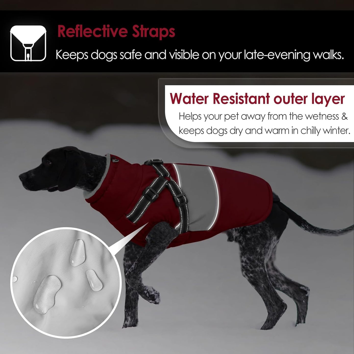 AOFITEE Dog Coat, Waterproof Dog Jacket Winter, Dogs Coat with Harness Built in, Warm Dogs Puffer Jacket with Zipper, Reflective Pet Snowsuit Sweater for Dachshund, French Bulldog, Boston Terrier, M