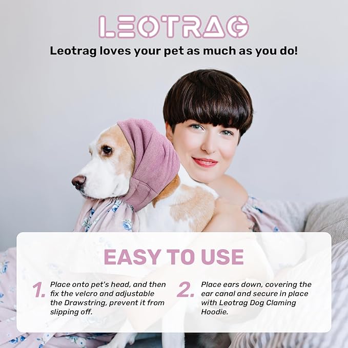 Dog Calming Hoodie, No Shake Ear Wraps for Dogs, Adjustable Dog Ear Muffs for Noise Protection, Ear Wrap Head Cover for Head Warp Anxiety Relief, Hematoma, Grooming and Force Drying