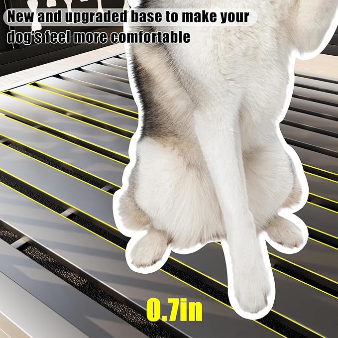 LEMBERI 48/42 inch Indestructible Heavy Duty Dog Crate, High Anxiety Extra Large Dog Cage for Large Dogs, XL Steel Escape Proof Dog Kennel with Cushion and Wheels (Black, 42.5''L*29.9''W*34.46''H)