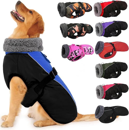 IECOii Extra Warm Dog Coat - Reflective Adjustable Jacket With Buckle Fleece Turtleneck for Cold Weather - Soft Winter Coat for Small Medium Extra Large Dogs