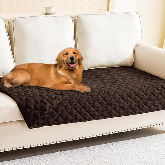 Smiry Waterproof Dog Bed Cover Pet Blanket, Soft Washable Dog Blanket for Furniture Bed Couch Sofa Reversible, Checkered (40"x90", Chocolate/Chocolate)