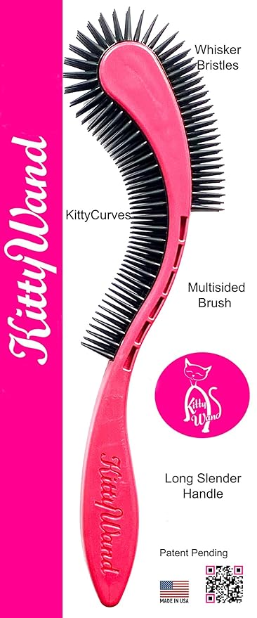 (Pink) Cat Brush is Designed for Comfort, Created for Results. This innovative grooming brush features multi contoured shapes that gently adapt to your cats body for a stress free grooming.