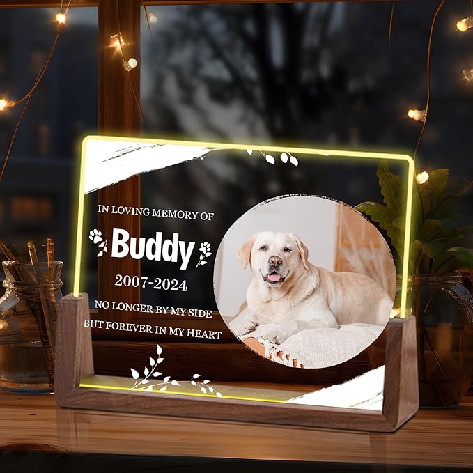 Custom Dog Memorial Gifts for Loss of Dog, Pet Sympathy Gifts, Customized Dog Passing Away Acrylic Plaque with Photo, Loss of Dog Sympathy Gift, Personalized Christmas Birthday Gifts for Pet Lover