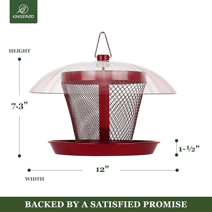Kingsyard Bird Feeder for Outside, Dual-Use Metal Mesh Wild Bird Feeder with Weatherproof Dome Dual, 2.5 lbs Seed Capacity for Finch Cardinal