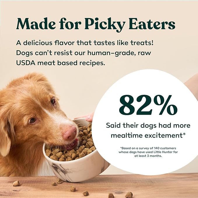 Little Hunter- Freeze Dried Dog Food Raw USDA Beef | for Small & Large Breeds | High Protein + Organic Fruits & Veggies Veterinarian Made Small Batch
